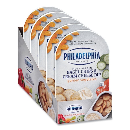 Multigrain Bagel Chips And Garden Veggie Cream Cheese Dip, 2.5 Oz, PK5